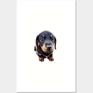 Mini Dachshund Black and Tan Puppy Dog Posters and Art